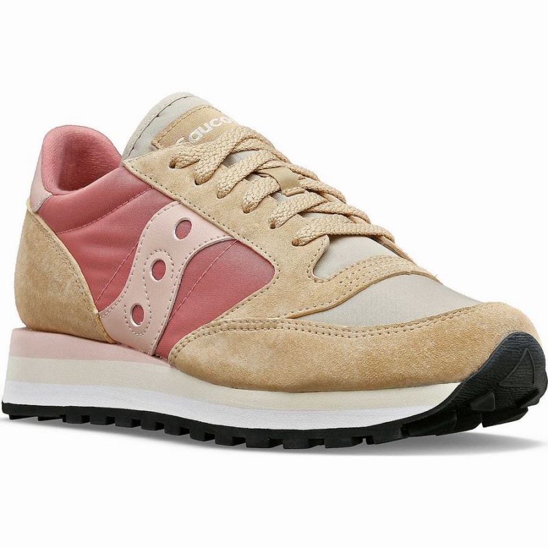 Saucony Jazz Triple Joggesko Dame Beige Rød | S70931-C87