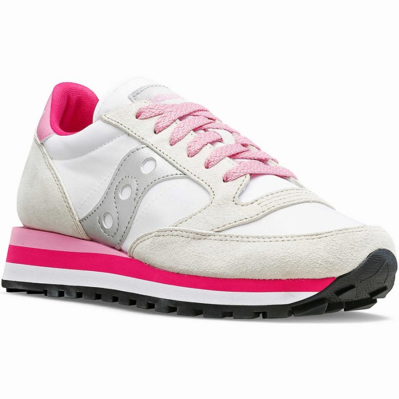 Saucony Jazz Triple Joggesko Dame Hvite Grå Rosa | S87624-B36