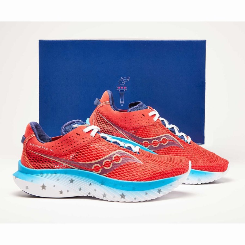 Saucony Kinvara 14 Liberty Løpesko Dame Rød Hvite Blå | S01465-L09