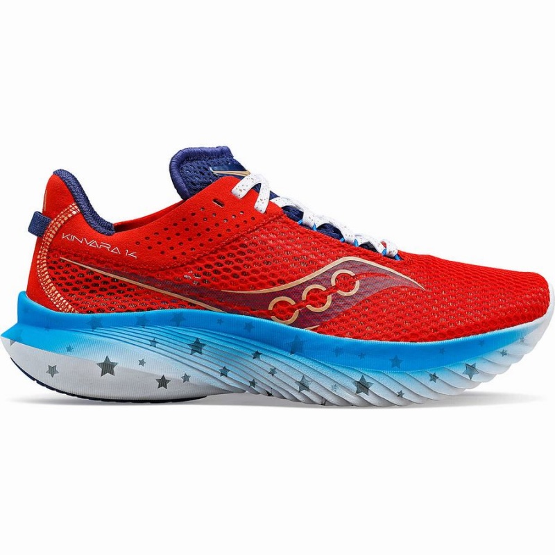 Saucony Kinvara 14 Liberty Løpesko Dame Rød Hvite Blå | S01465-L09