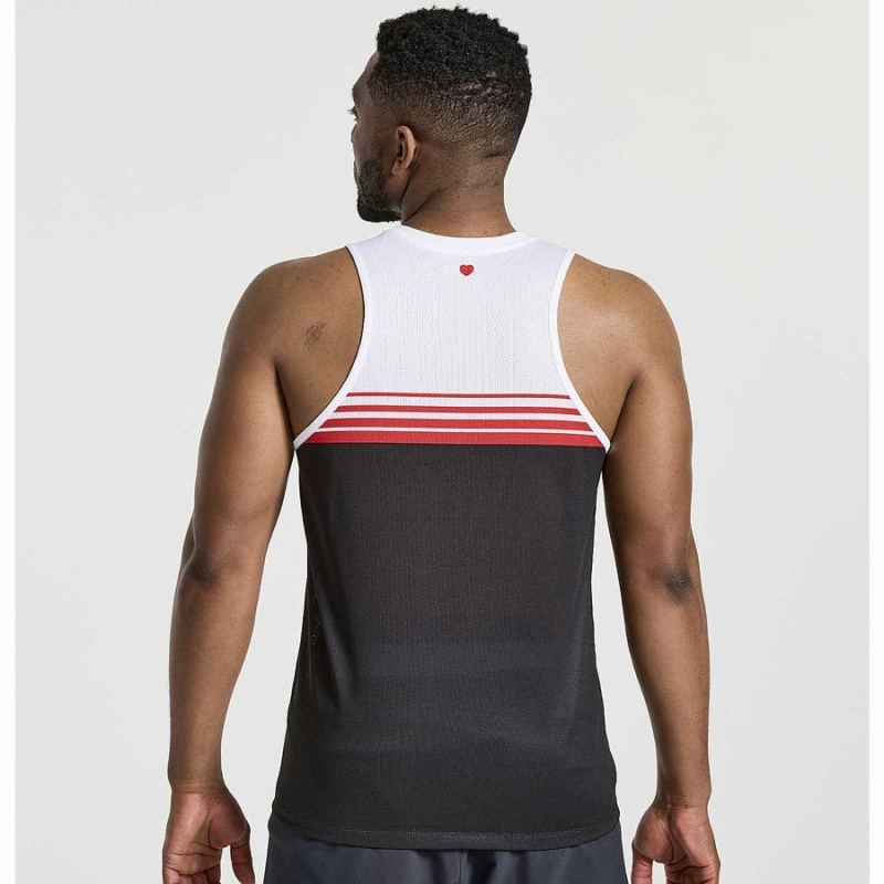 Saucony NYC Stopwatch Singlet Tank Top Herre Hvite Svarte | S15642-D75