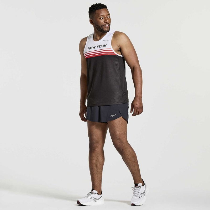 Saucony NYC Stopwatch Singlet Tank Top Herre Hvite Svarte | S15642-D75