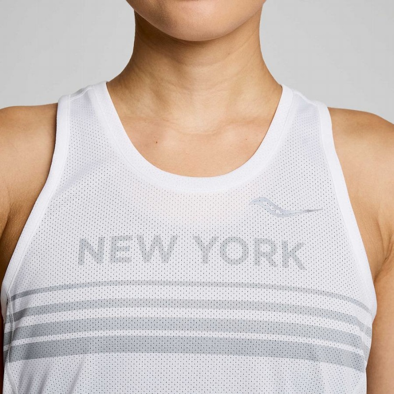 Saucony New York Stopwatch Singlet Tank Top Dame Hvite | S78365-X43