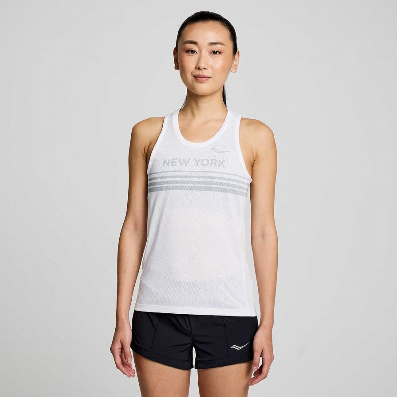 Saucony New York Stopwatch Singlet Tank Top Dame Hvite | S78365-X43