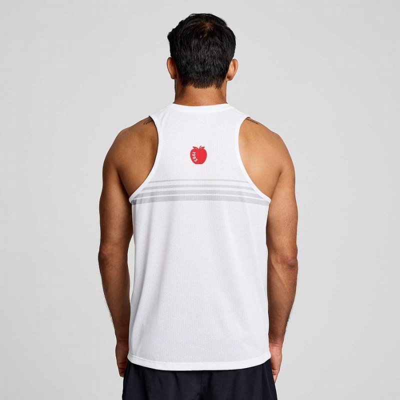 Saucony New York Stopwatch Singlet Tank Top Herre Hvite | S68930-K65