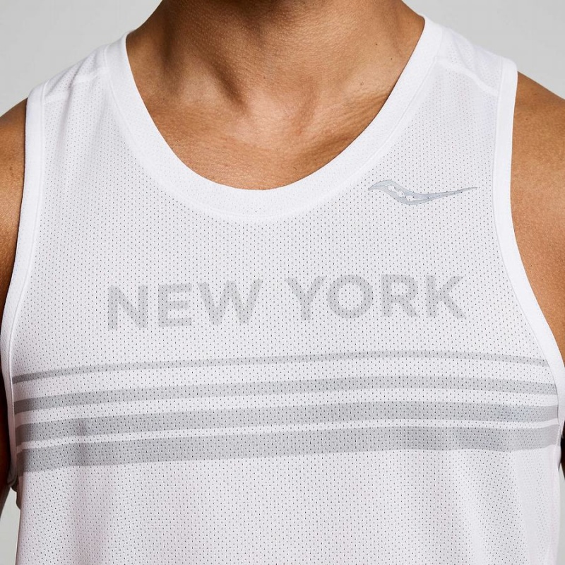 Saucony New York Stopwatch Singlet Tank Top Herre Hvite | S68930-K65