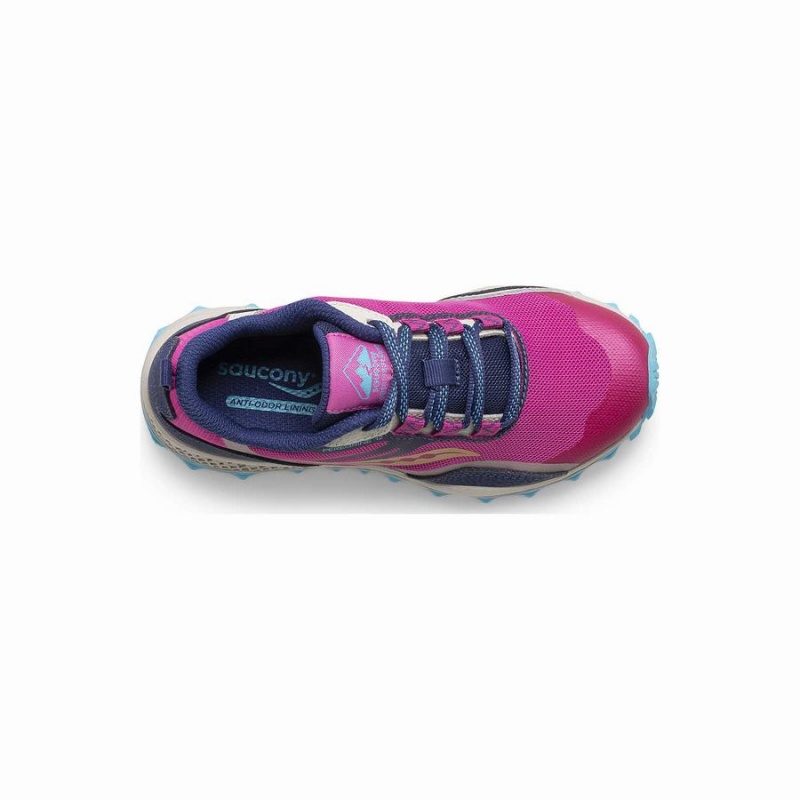 Saucony Peregrine 12 Shield Sneaker Løpesko Barn Marineblå Turkis Rosa | S60579-R06