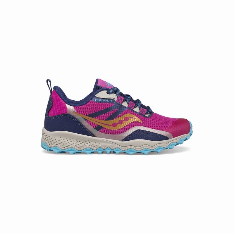 Saucony Peregrine 12 Shield Sneaker Løpesko Barn Marineblå Turkis Rosa | S60579-R06