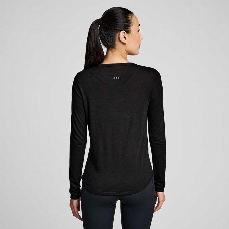 Saucony Peregrine Merino Long Sleeve T-skjorte Dame Svarte | S93082-M10