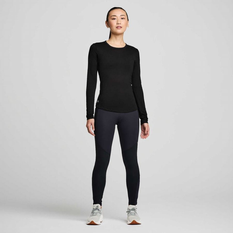 Saucony Peregrine Merino Long Sleeve T-skjorte Dame Svarte | S93082-M10