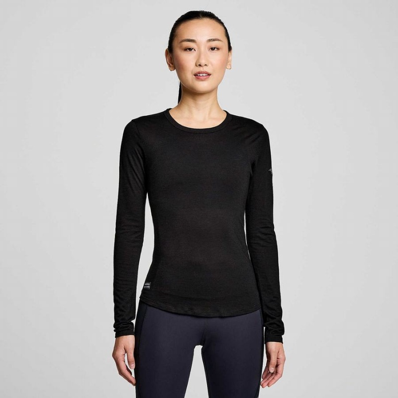 Saucony Peregrine Merino Long Sleeve T-skjorte Dame Svarte | S93082-M10