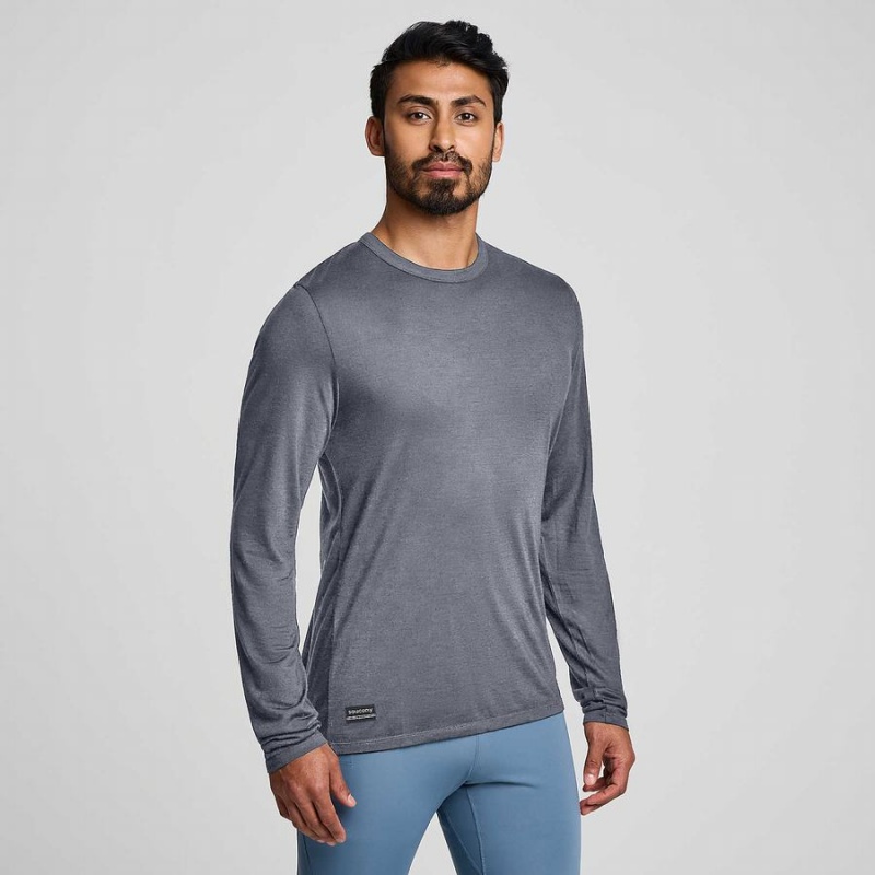 Saucony Peregrine Merino Long Sleeve T-skjorte Herre Blå | S62470-J42