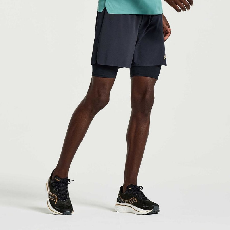 Saucony Pinnacle 2-in-1 Shorts Herre Svarte | S46793-X56