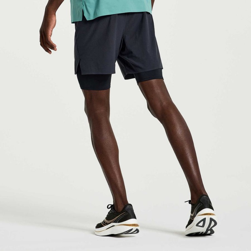 Saucony Pinnacle 2-in-1 Shorts Herre Svarte | S46793-X56