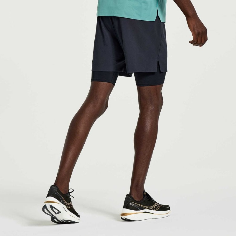 Saucony Pinnacle 2-in-1 Shorts Herre Svarte | S46793-X56