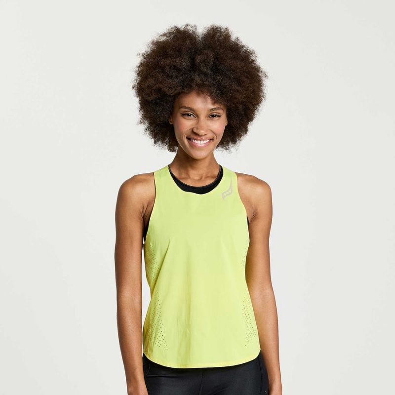 Saucony Pinnacle Tank Tank Top Dame Gul | S46719-S63