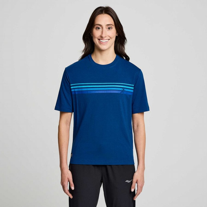 Saucony Recovery Kort Sleeve T-skjorte Dame Indigo | S30695-P49