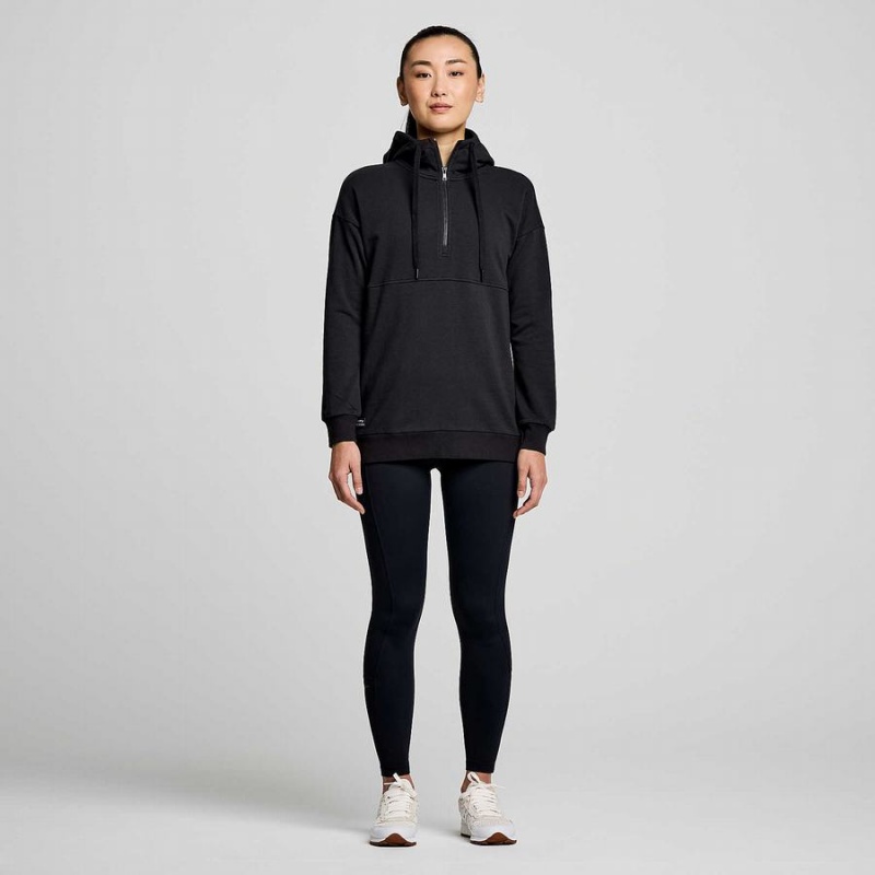 Saucony Recovery Zip Tunic Hettegenser Dame Svarte | S36912-B37