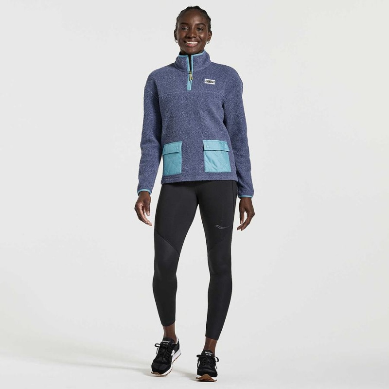 Saucony Rested Sherpa 1/4 Zip Topper Dame Marineblå | S51238-F05