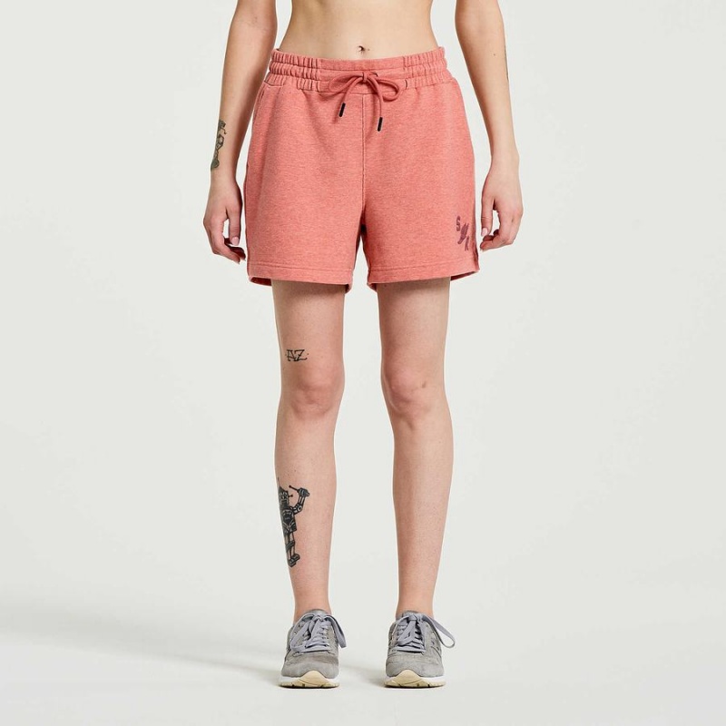 Saucony Rested Sweat Shorts Dame Soot Heather Graphic | S85972-J03