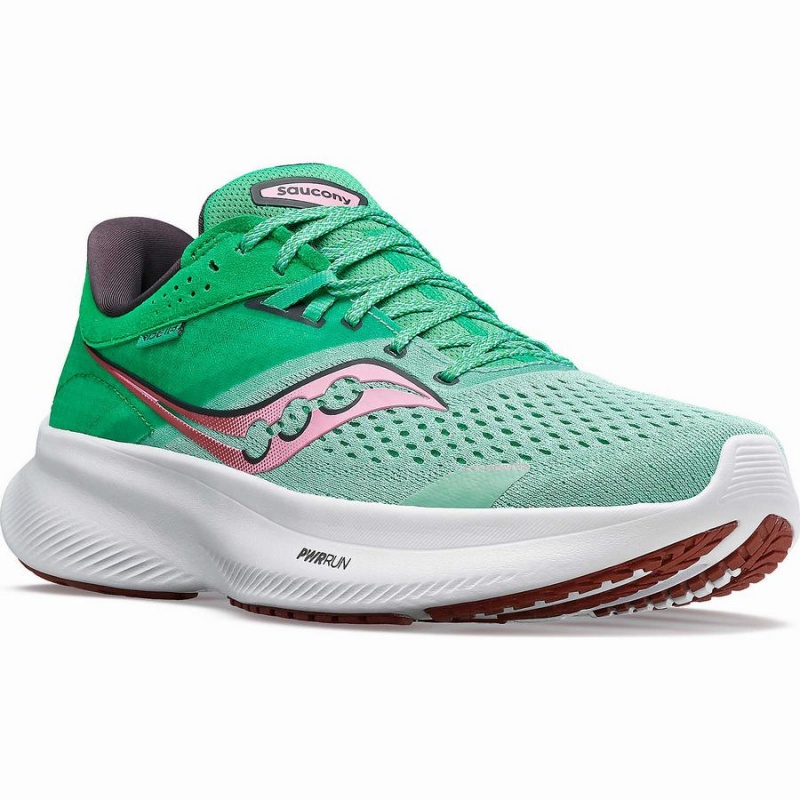 Saucony Ride 16 Brede Løpesko Dame Grønn Rosa | S27619-D17