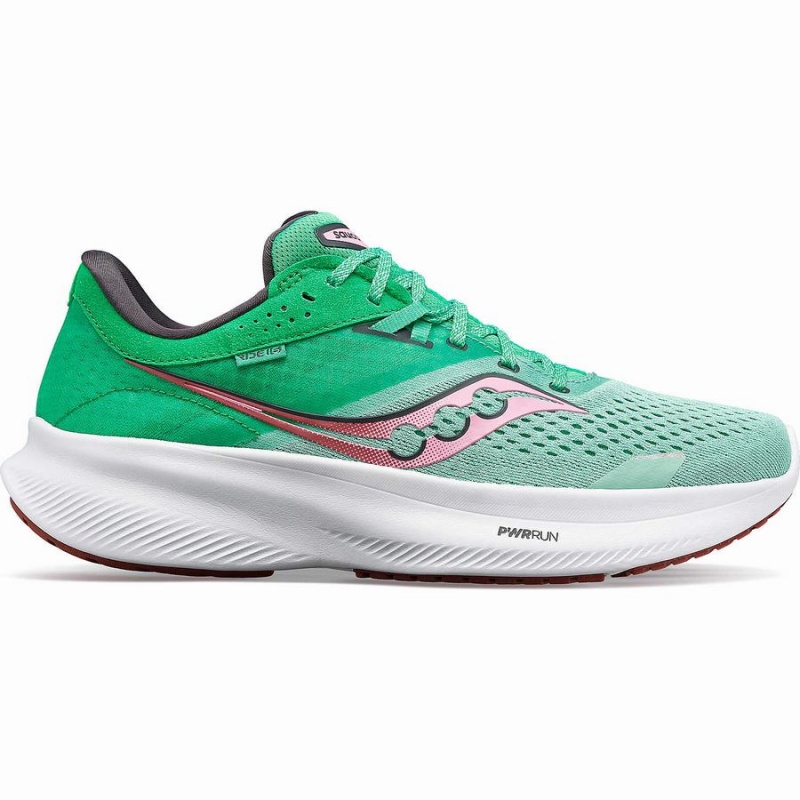 Saucony Ride 16 Brede Løpesko Dame Grønn Rosa | S27619-D17