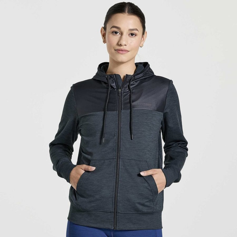 Saucony Solstice Zip Hoody Topper Dame Svarte | S58437-H60