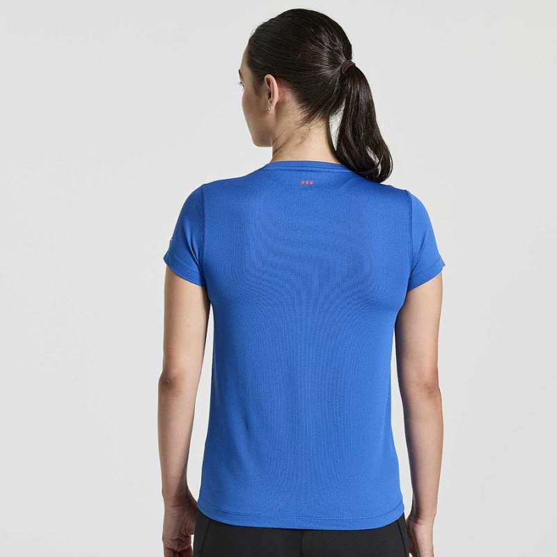 Saucony Stopwatch Grafiske Kort Sleeve T-skjorte Dame Blå | S45608-M51