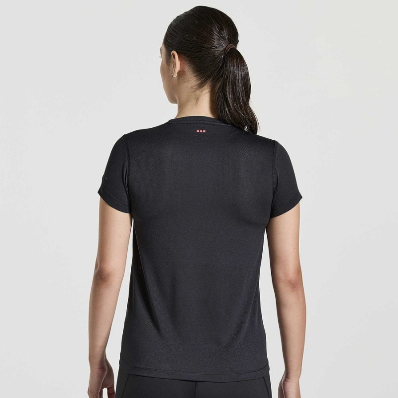 Saucony Stopwatch Grafiske Kort Sleeve T-skjorte Dame Svarte | S31970-D76