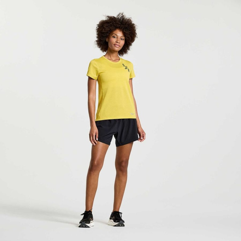 Saucony Stopwatch Grafiske Kort Sleeve T-skjorte Dame Gul | S37510-F56