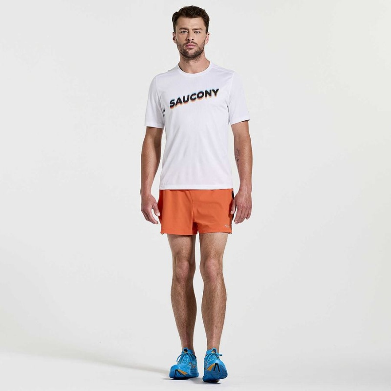 Saucony Stopwatch Grafiske Kort Sleeve T-skjorte Herre Hvite | S45970-Q08