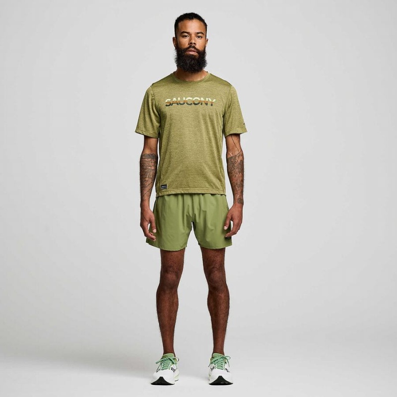 Saucony Stopwatch Grafiske Kort Sleeve T-skjorte Herre Khaki | S60754-T24