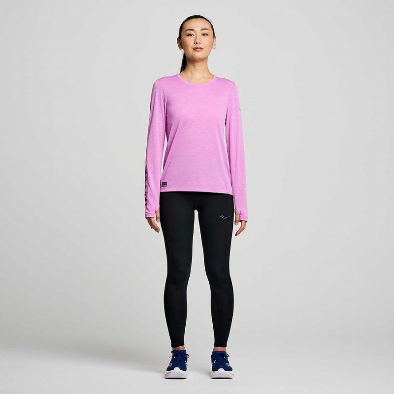 Saucony Stopwatch Grafiske Long Sleeve T-skjorte Dame Lilla | S90356-J64