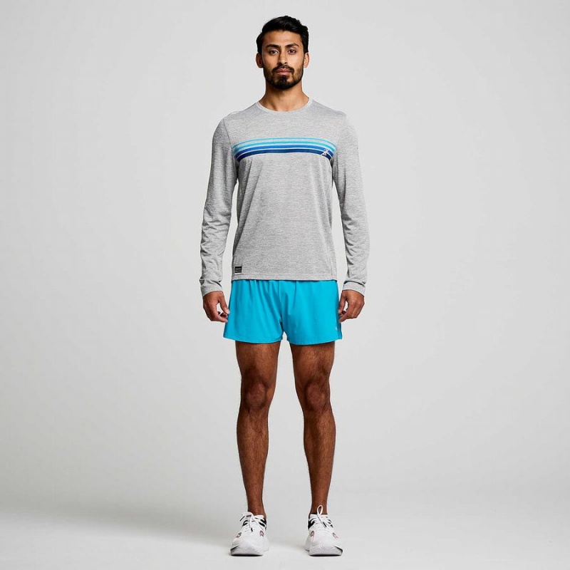 Saucony Stopwatch Grafiske Long Sleeve T-skjorte Herre Lyse Grå | S87510-E84