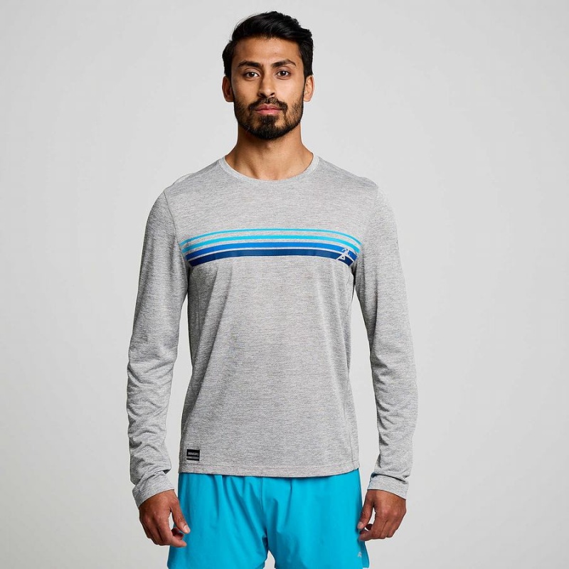 Saucony Stopwatch Grafiske Long Sleeve T-skjorte Herre Lyse Grå | S87510-E84