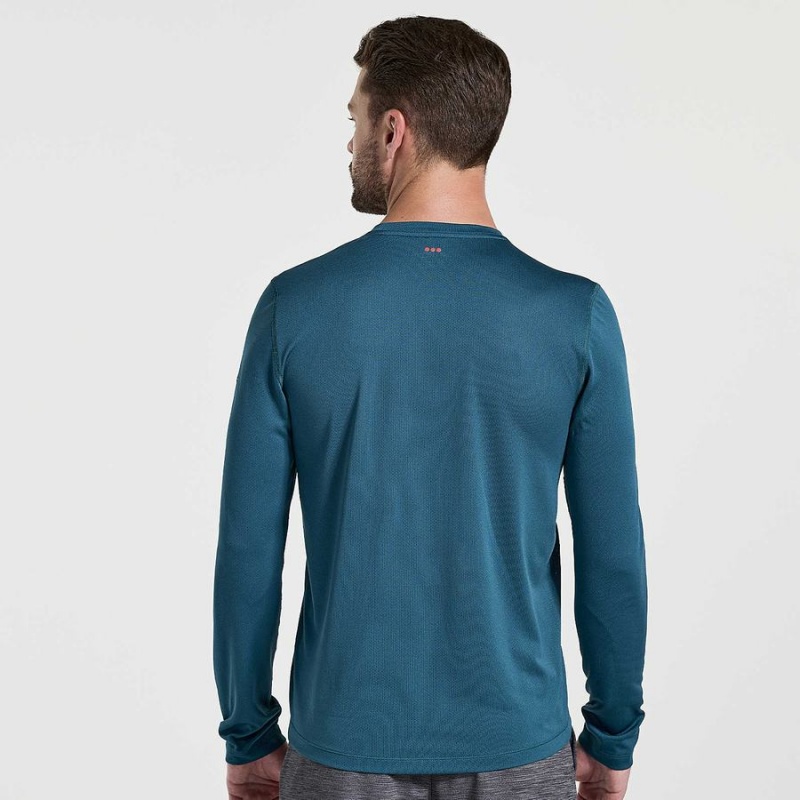 Saucony Stopwatch Grafiske Long Sleeve T-skjorte Herre Blå | S41326-R78