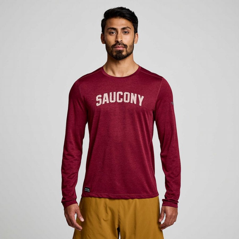 Saucony Stopwatch Grafiske Long Sleeve T-skjorte Herre Rød | S91052-T43