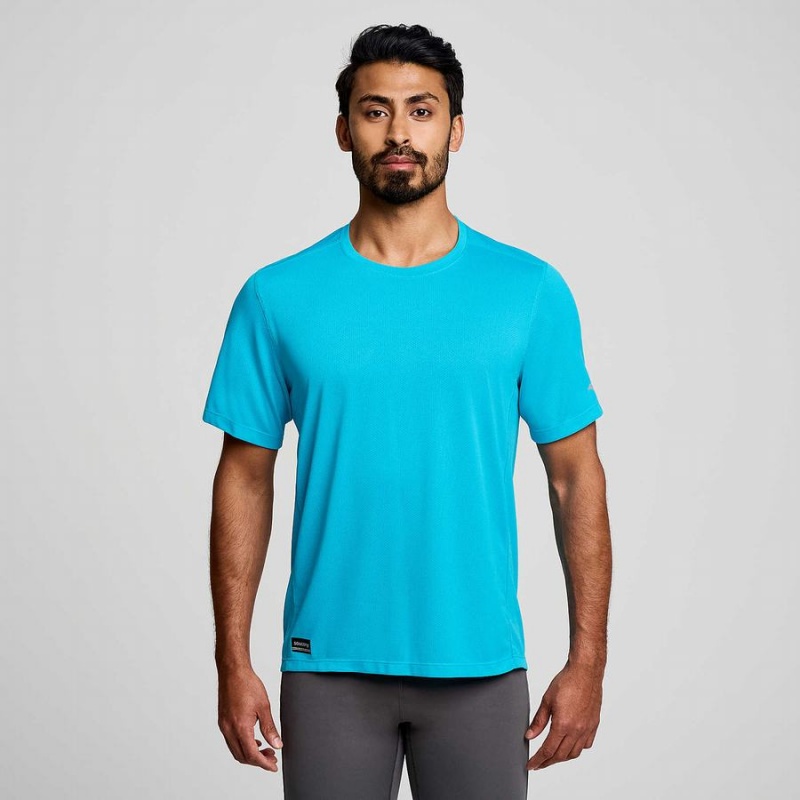 Saucony Stopwatch Kort Sleeve T-skjorte Herre Blå | S35840-Y20