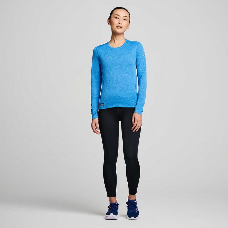 Saucony Stopwatch Long Sleeve T-skjorte Dame Blå | S54918-N85