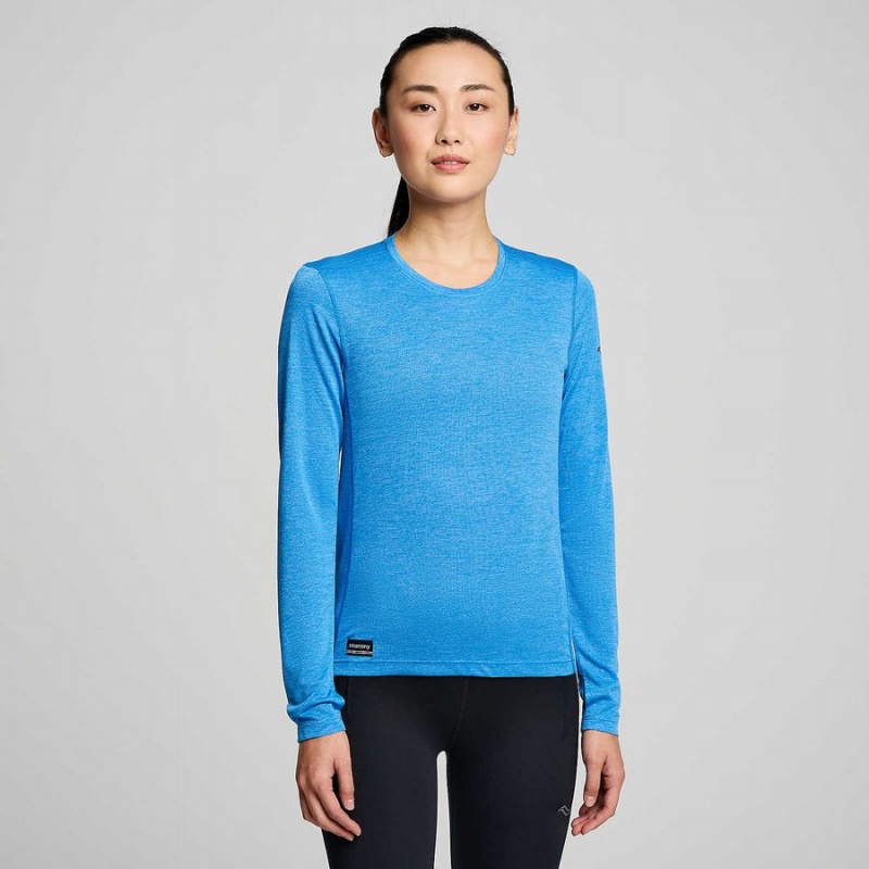 Saucony Stopwatch Long Sleeve T-skjorte Dame Blå | S54918-N85