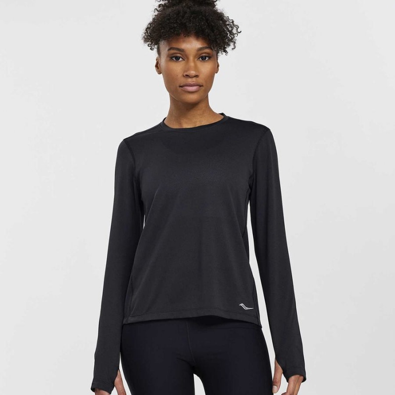 Saucony Stopwatch Long Sleeve T-skjorte Dame Svarte | S57829-M10