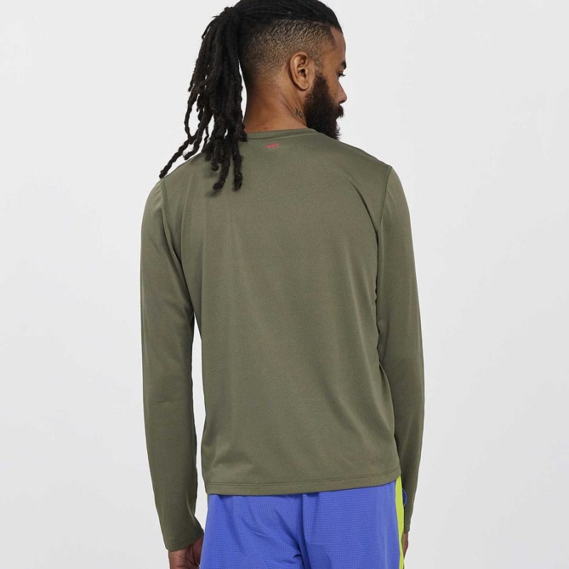 Saucony Stopwatch Long Sleeve T-skjorte Herre Khaki | S54697-K15