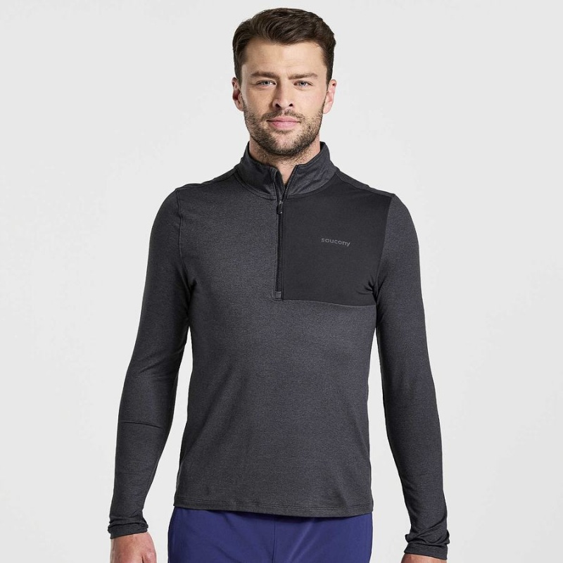 Saucony Sunday 1/4 Zip Topper Herre Svarte | S32740-H48