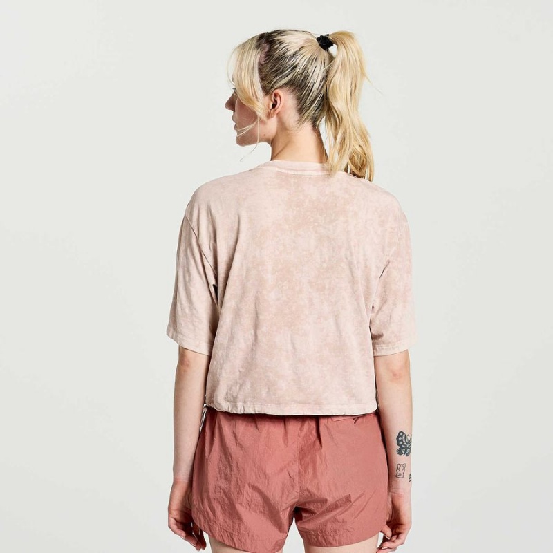 Saucony Unwind Crop Kort Sleeve T-skjorte Dame Rosa | S15384-K87