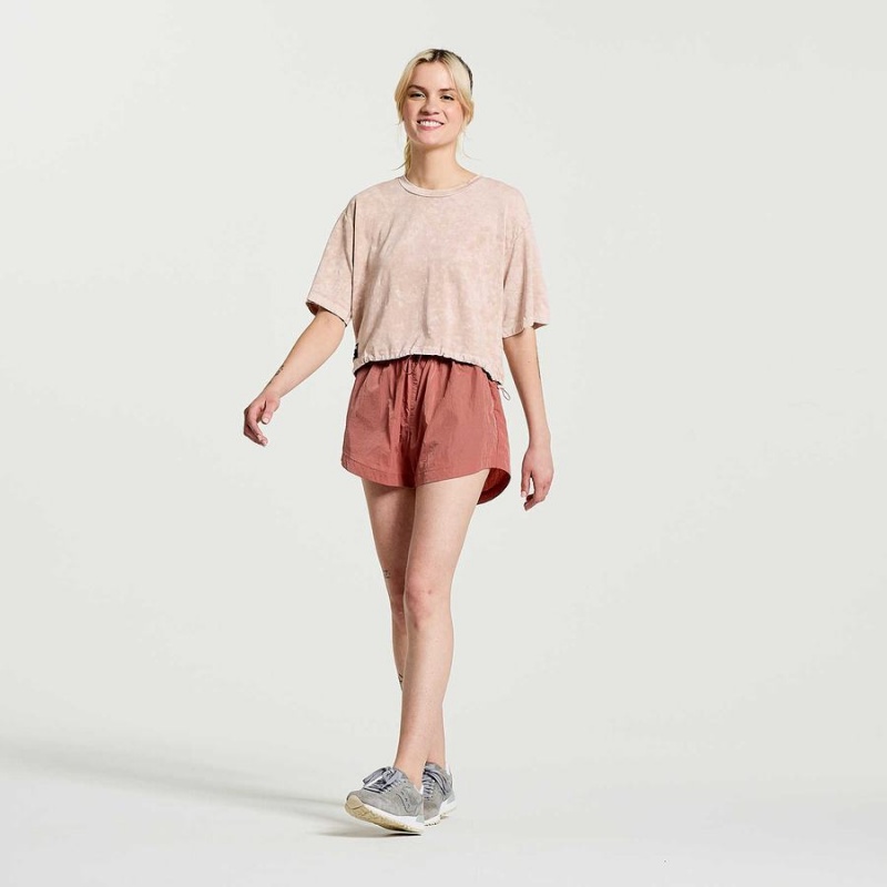 Saucony Unwind Crop Kort Sleeve T-skjorte Dame Rosa | S15384-K87