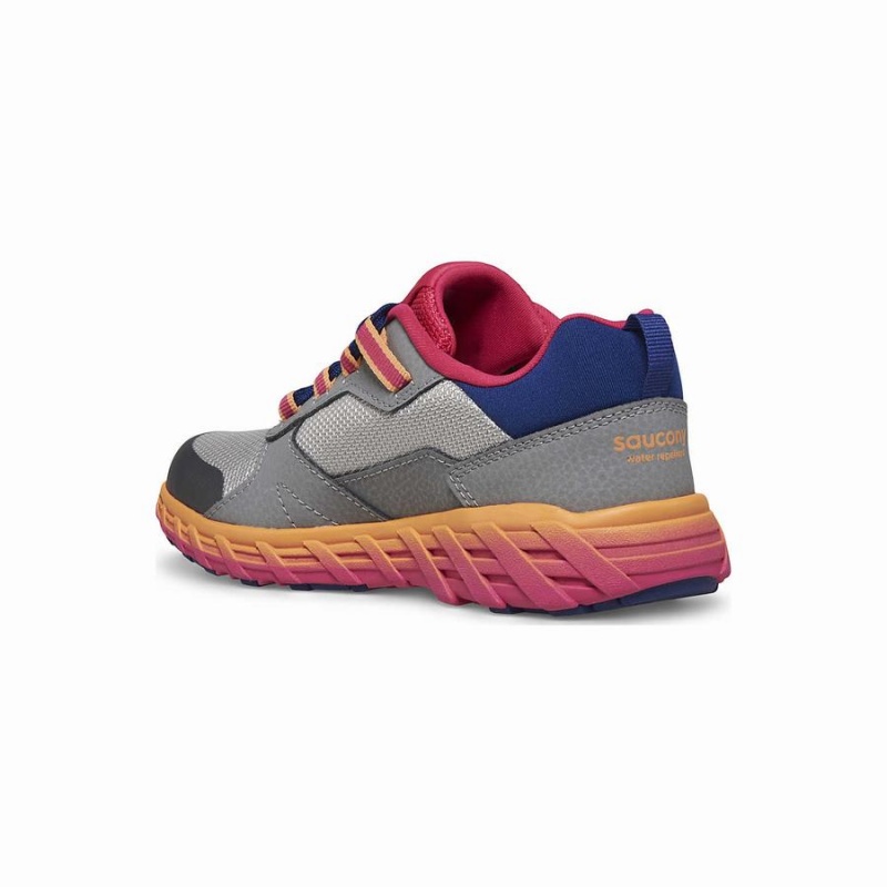 Saucony Vind Shield 2.0 Sneaker Løpesko Barn Grå Rosa Marineblå | S68754-P64