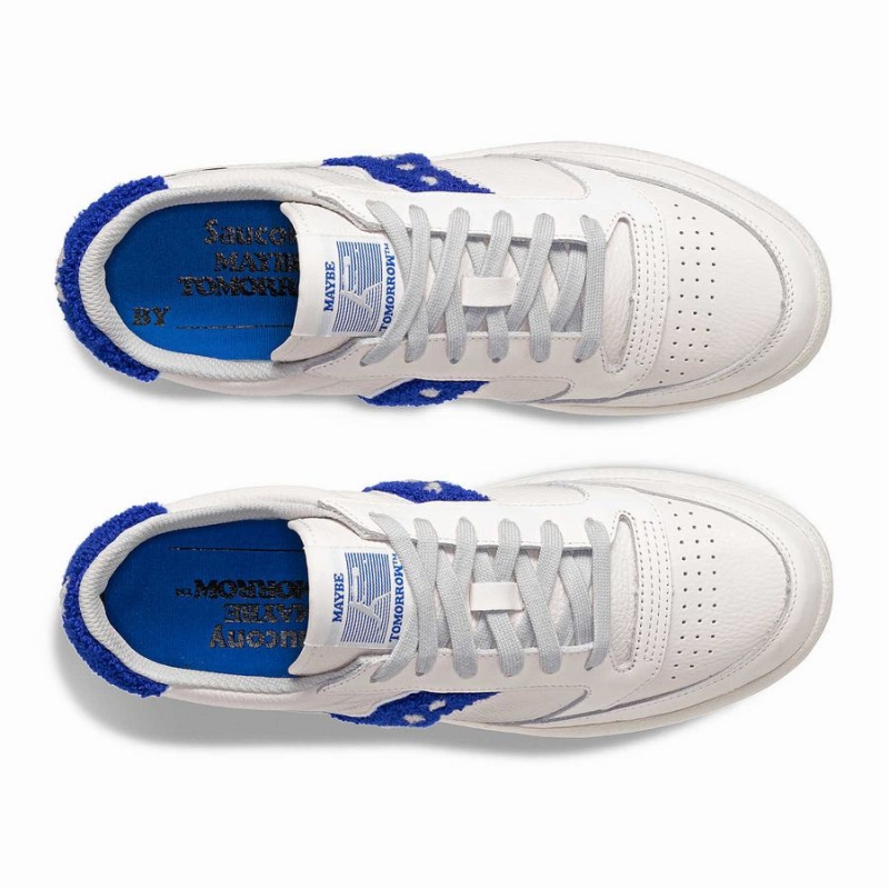 Saucony X Maybe Tomorrow Jazz Court Varsity Joggesko Dame Hvite Blå | S71963-K93